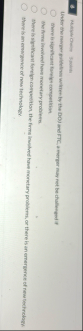 6 Multiple Choiler 5 proints Under the merger