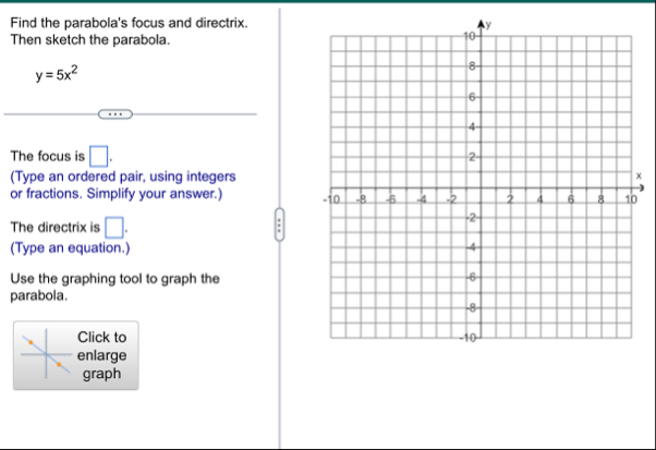 Find the parabola's focus and directrix. Then