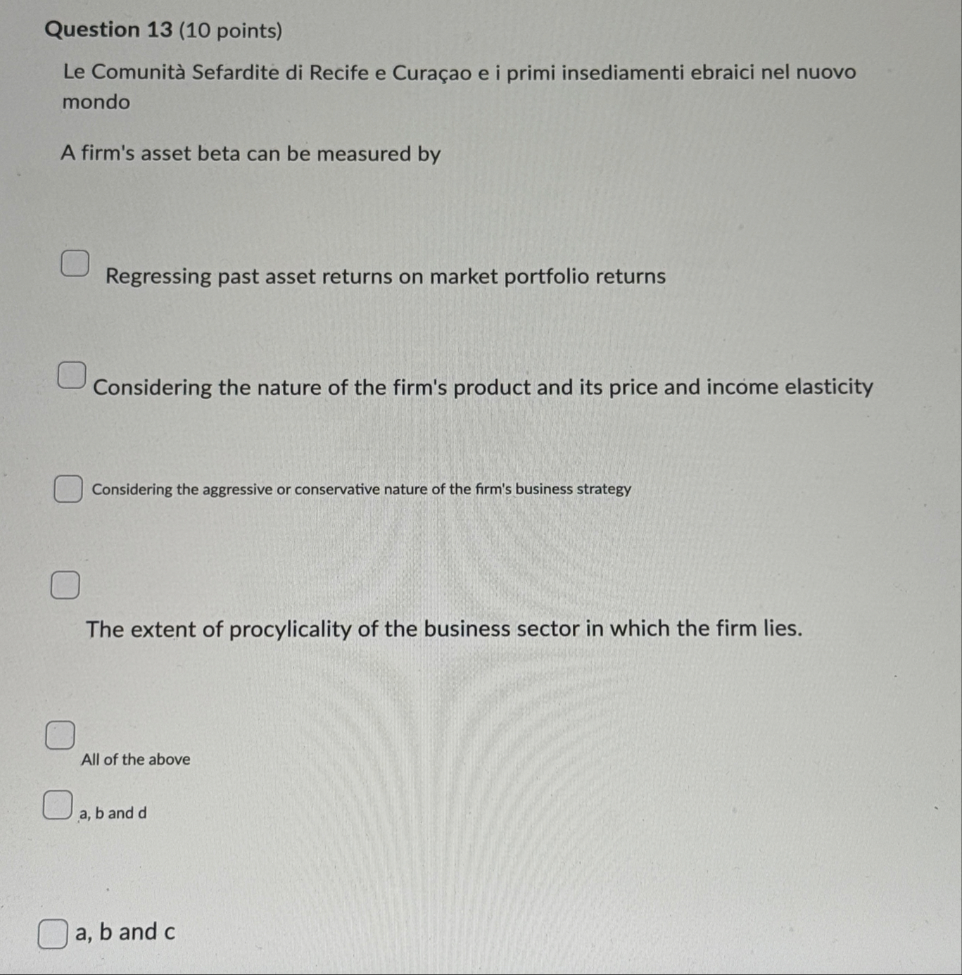 Question 1 3 ( 1 0 points ) Le Comunit Sefardite
