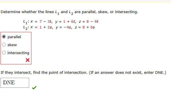 Determine whether the lines L 1 and L 2 are