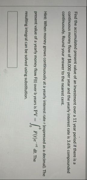 Find the accumulated present value of an