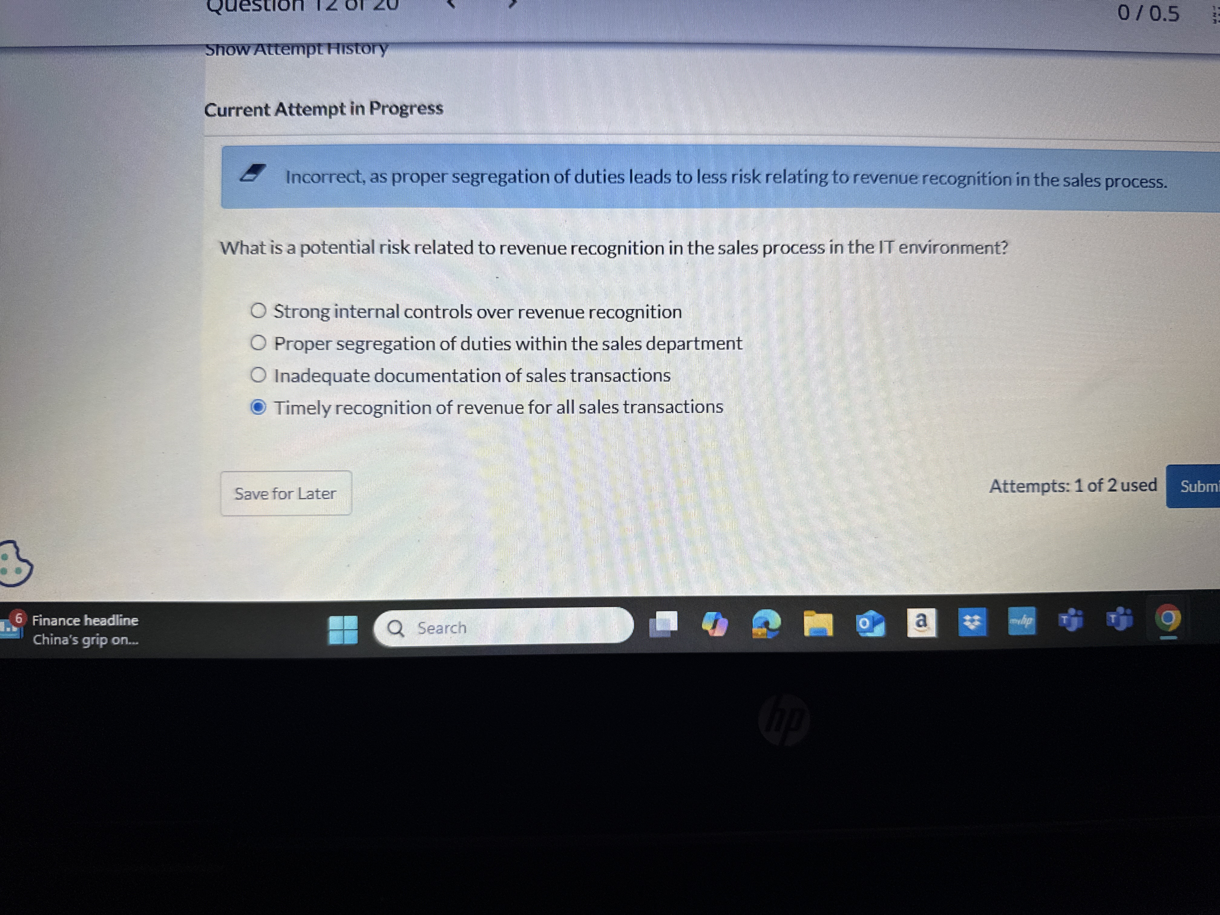 \ ( 0 / 0 . 5 \ ) Show Attempt History Current