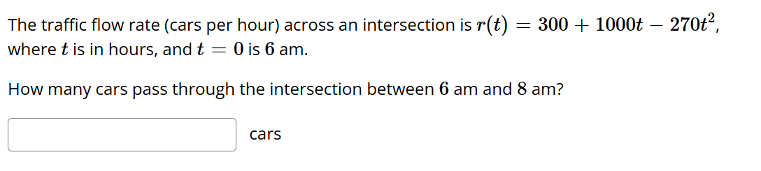 The traffic flow rate ( c a r s per hour ) across