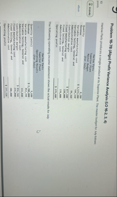 Problem 1 6 - 7 8 ( Algo ) Profit Variance