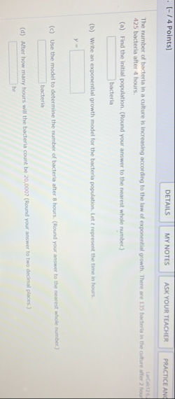 [ - / 4 Points ] MY NOTES Larcanciza The number