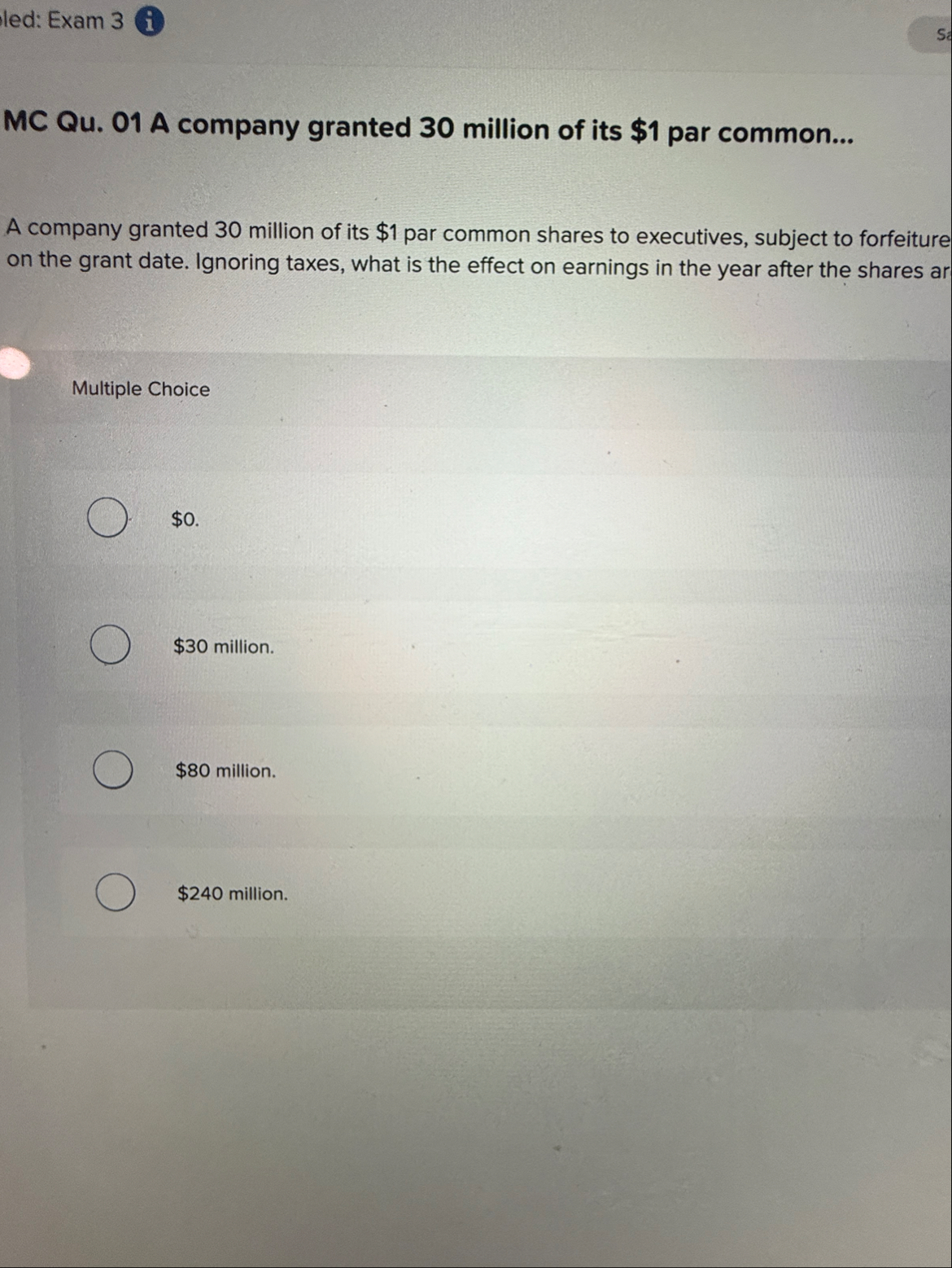 led: Exam 3 ( i S . MC Qu . 0 1 A company granted