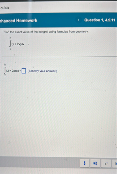 culus ahanced Homework Question 1 , 4 . 2 . 1 1