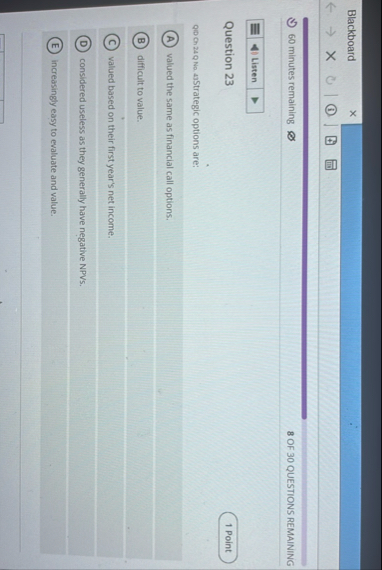 Blackboard 6 0 minutes remaining 8 OF 3 0