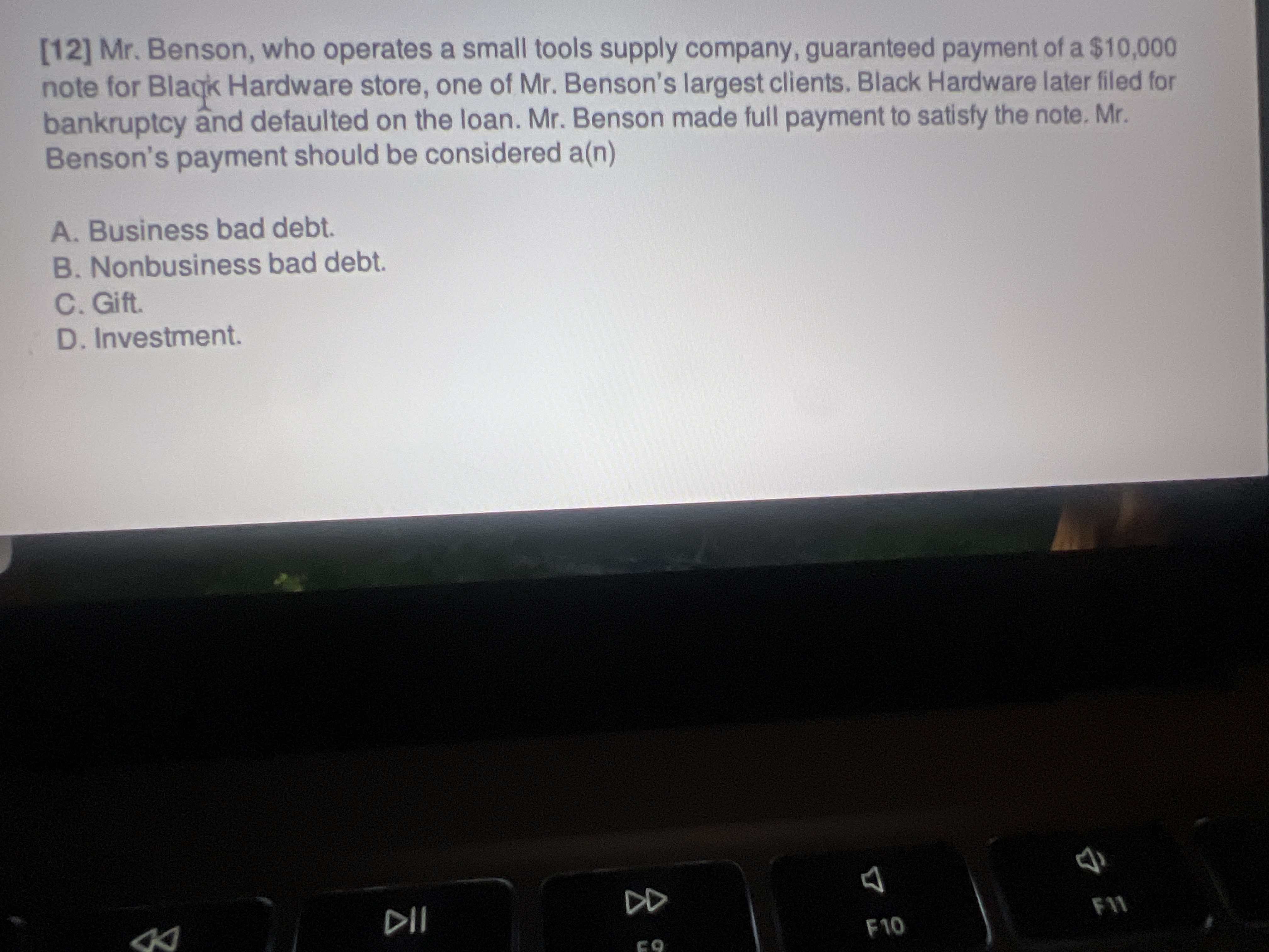 [ 1 2 ] Mr . Benson, who operates a small tools