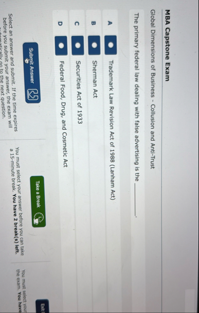 MBA Capstone Exam Global Dimensions of Business -