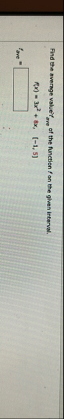 Find the average value'f ave of the function f on