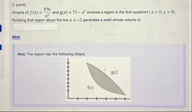 ( 1 point ) Graphs of f ( x ) = 5 7 6 x 2 and g (