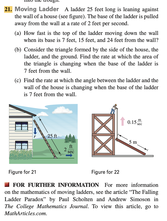2 1 . Moving Ladder A ladder 2 5 feet long is