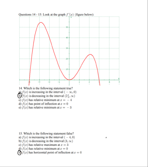 Which is the following statement true? a ) f ( x