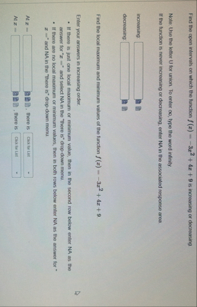 Find the open intervals on which the function f (