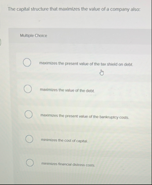 The capital structure that maximizes the value of