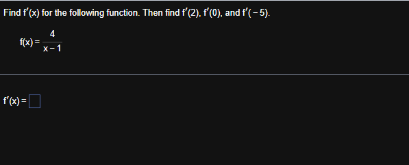 Find f ' ( x ) for the following function. Then