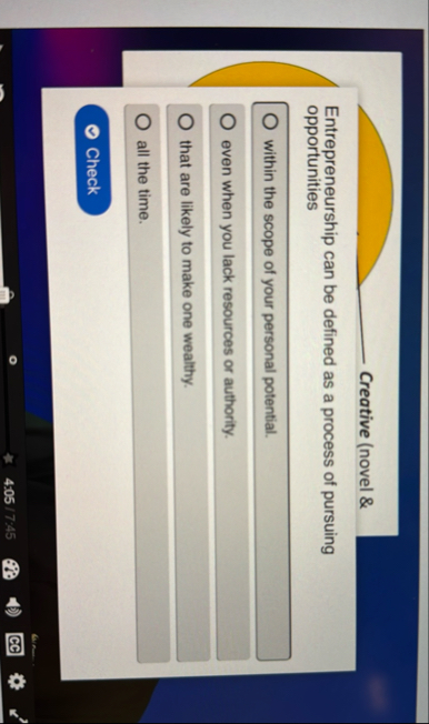 Creative ( novel & Entrepreneurship can be