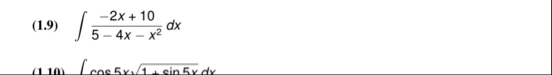 ( 1 . 9 ) - 2 x 1 0 5 - 4 x - x 2 d x