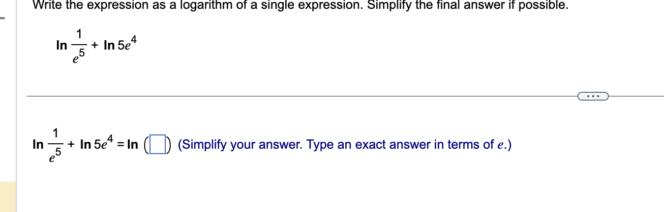 Write the expression a s a logarithm o f a single