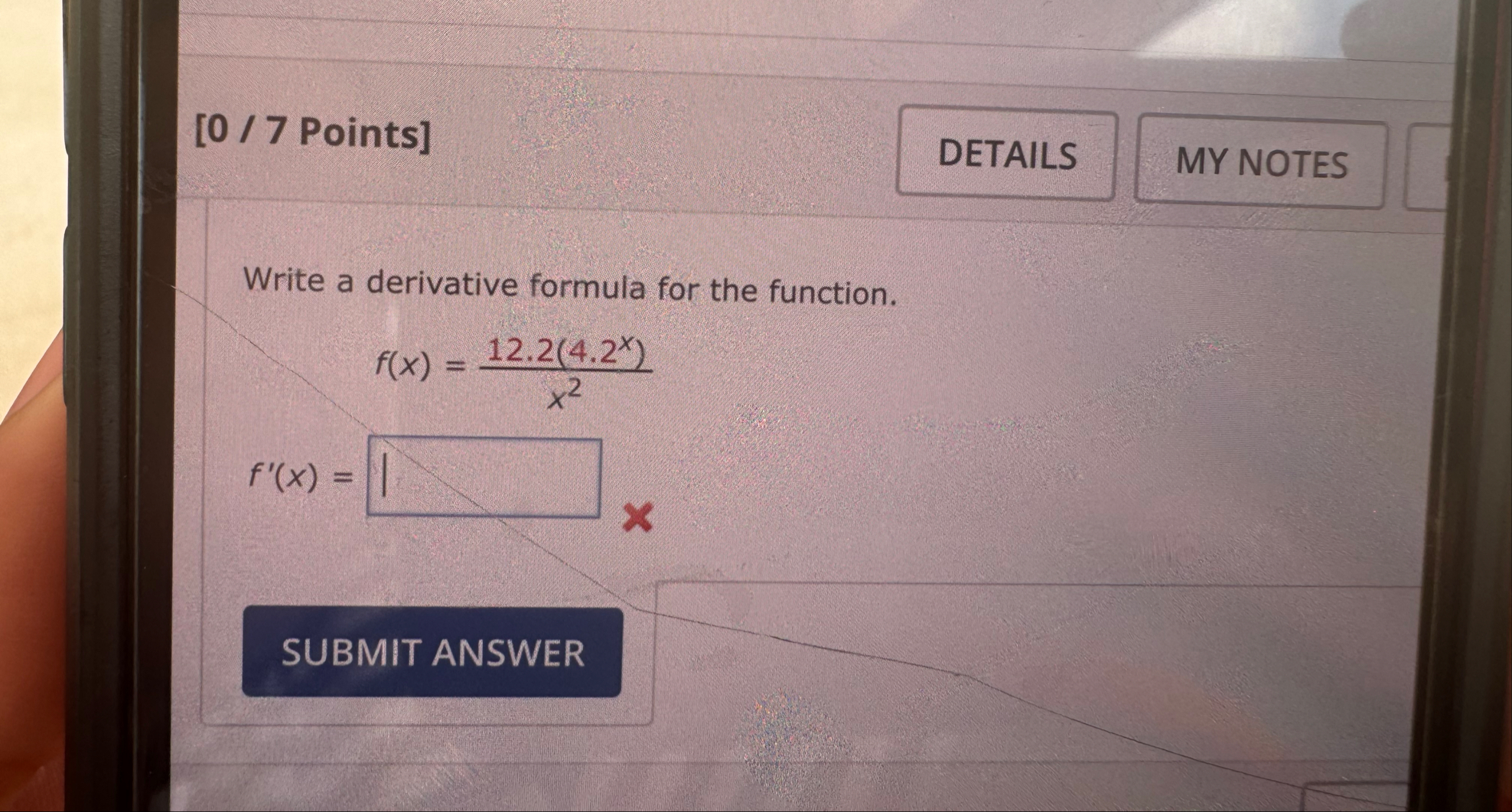 [ 0 / 7 Points ] Write a derivative formula for