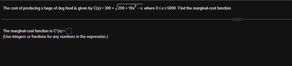The cost o f producing x bags o f dog food i s