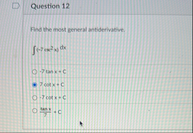 Question 1 2 Find the most general