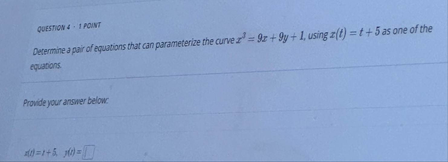 QUESTION 4 - 1 POINT Determine a pair of