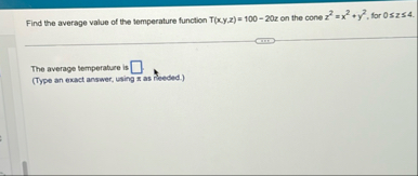 Find the average value of the temperature