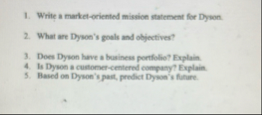 Write a market - oriented mission statement for