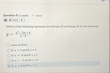 Question 8 ( 1 point ) Saved Which of the