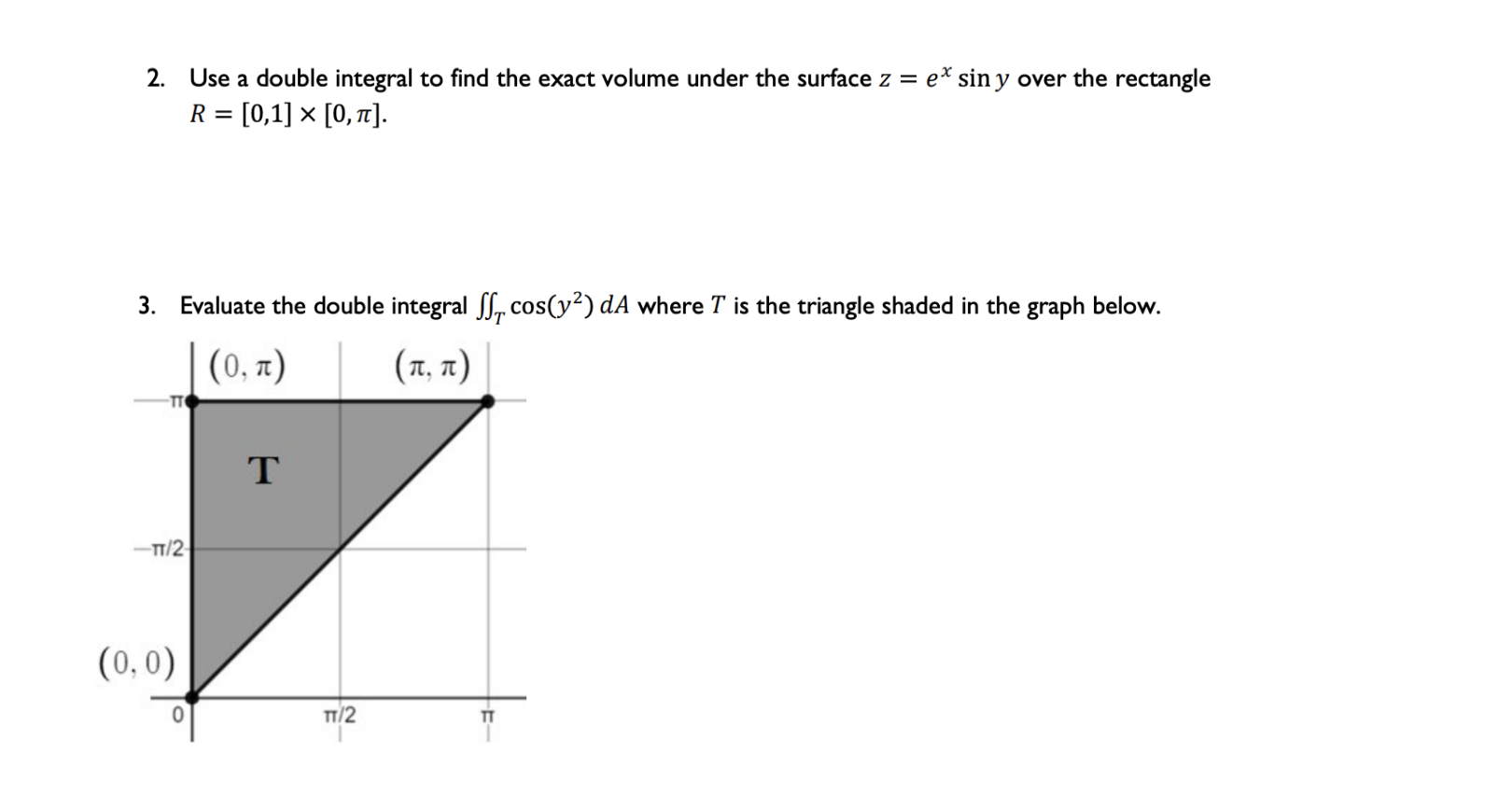 Use a double integral t o find the exact volume