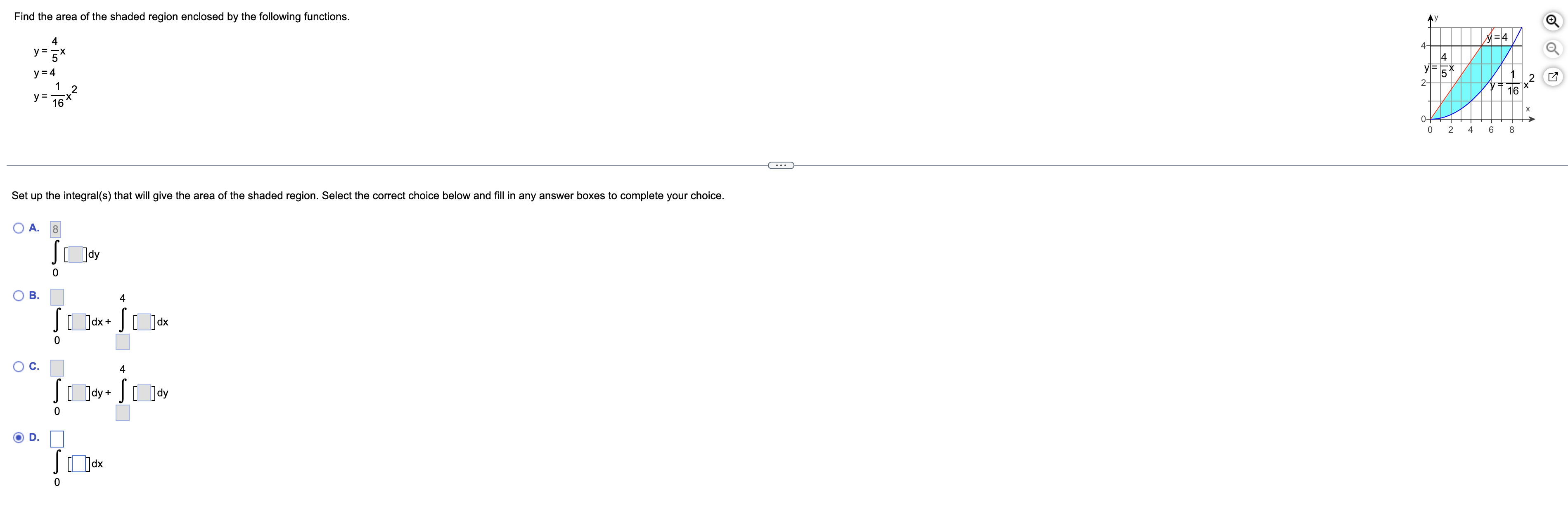 Find the area o f the shaded region enclosed b y