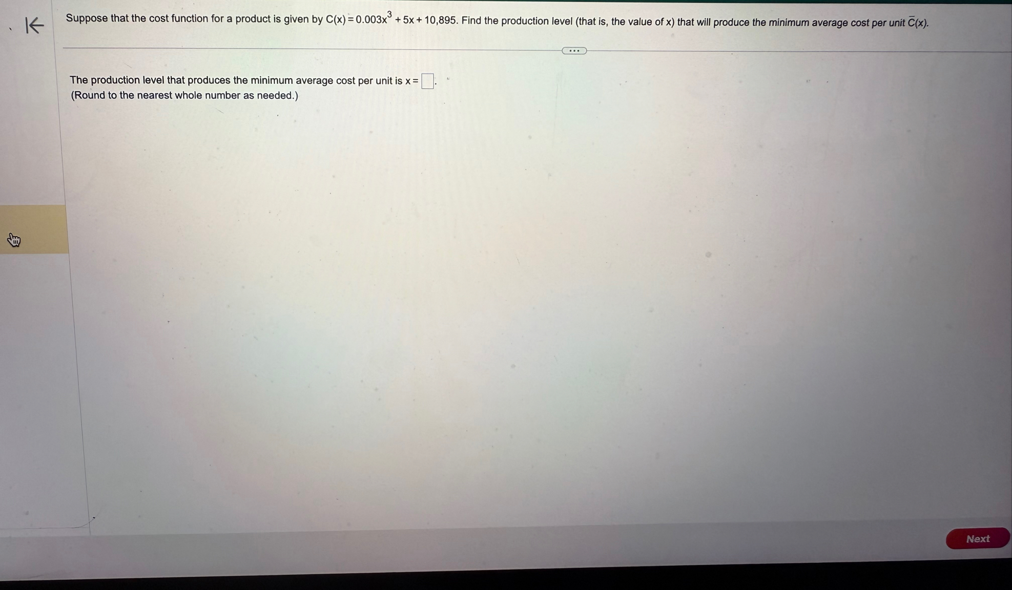 Suppose that the cost function for a product is