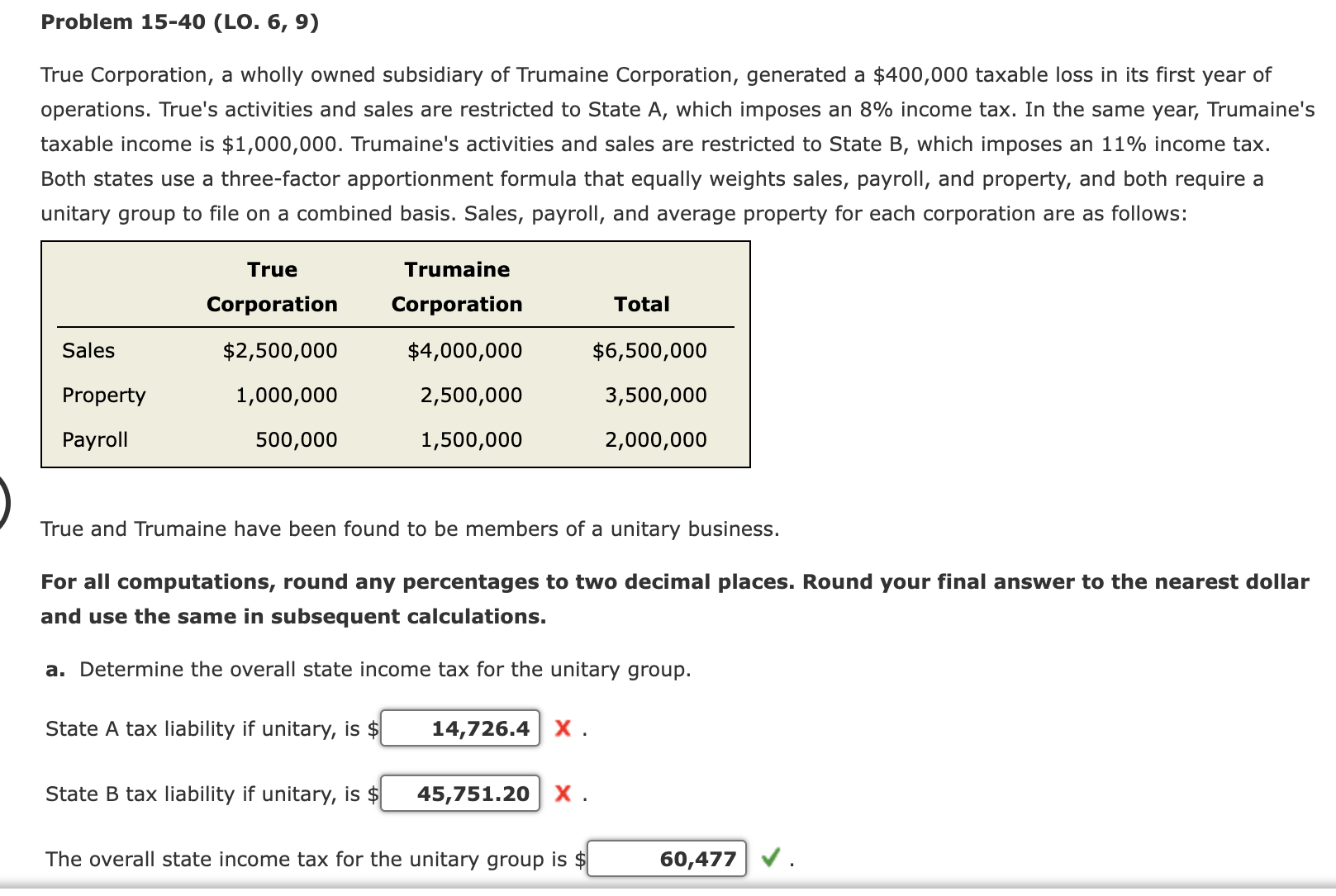 Problem 1 5 - 4 0 ( LO . 6 , 9 ) True