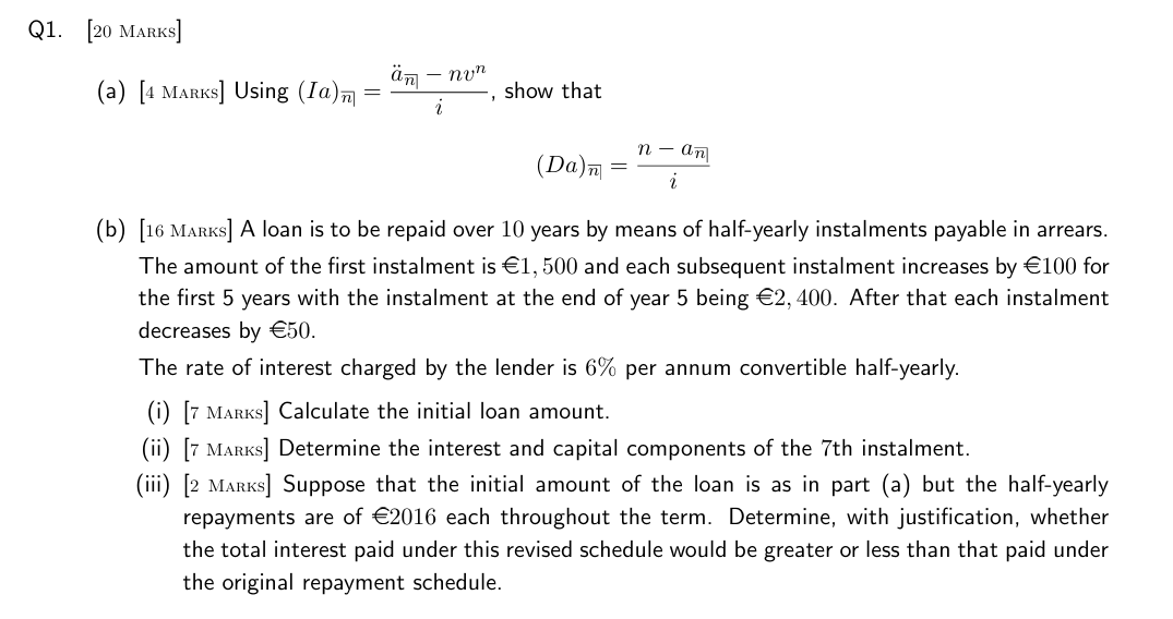 Q 1 . [ 2 0 Marks ] ( a ) [ 4 Marks ] Using ( I a