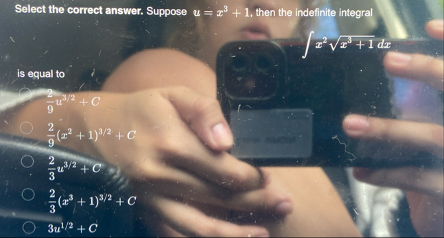 Select the correct answer. Suppose u = x 3 1 ,