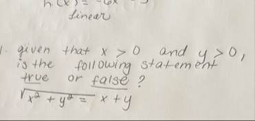 sinear given that x > 0 and y > 0 , is the