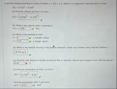 A particle moves according to a law of motion s =