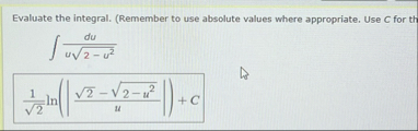 Evaluate the integral. ( Remember to use absolute
