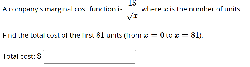 A company's marginal cost function i s 1 5 x 2