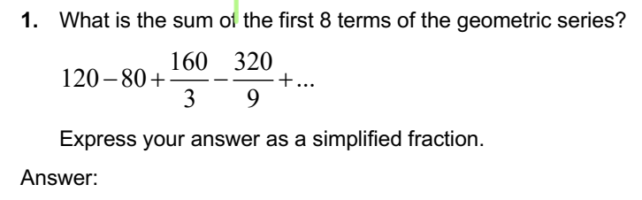 What i s the sum o f the first 8 terms o f the