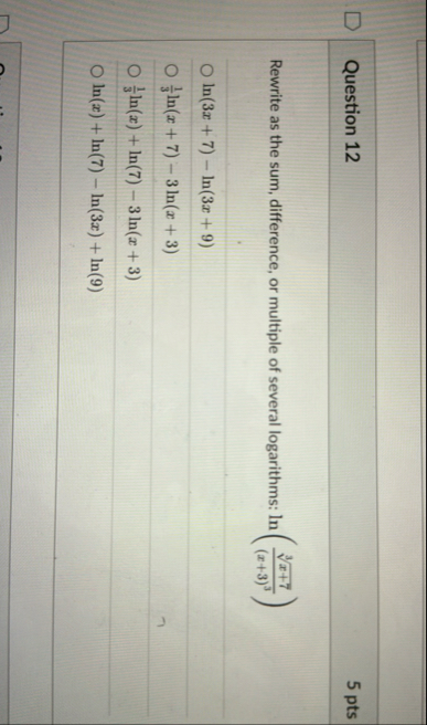 Question 1 2 5 pts Rewrite as the sum,