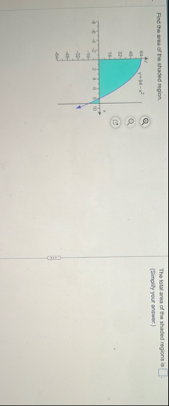 Find the area of the shaded region. The total
