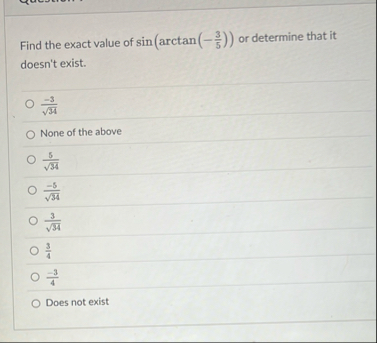 Find the exact value of s i n ( a r c t a n ( - 3