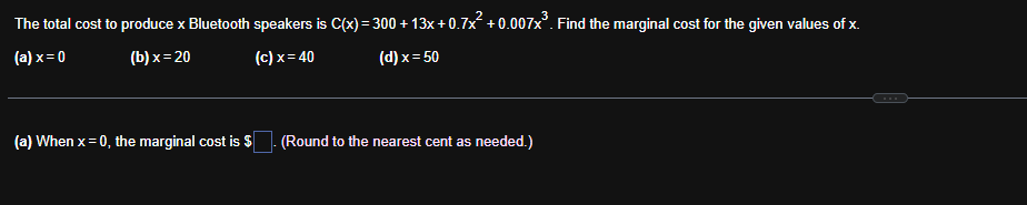The total cost t o produce x Bluetooth speakers i
