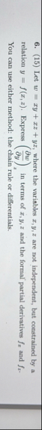( 1 5 ) Let w = x y x z y z , where the variables