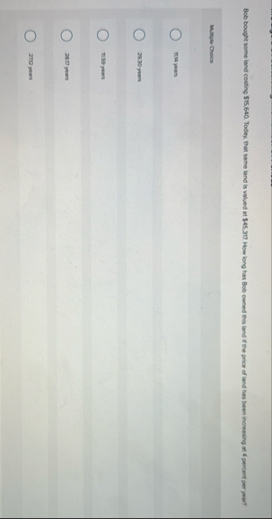Bob bought some land costing $ 1 5 , 6 4 0 .