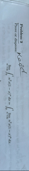 Problem 3 Prove or disprove: lim n 0 1 n 2 x ( 1