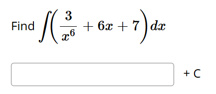 Find ( 3 x 6 + 6 x + 7 ) d x + C